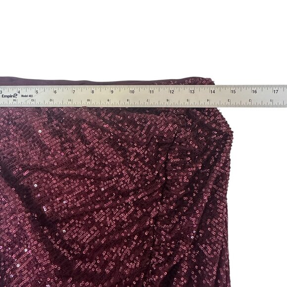 Wildfox Armidale Midi Length Skirt Dark Purple Sequin Size L Fitted Bling - Picture 12 of 12